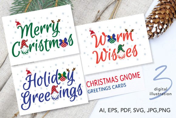 Christmas Gnome Greetings Cards: A Set of Whimsical Festive Art