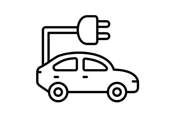 Electric Car Outline Icon: A Design Asset for Modern Mobility
