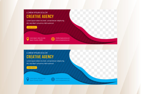 Horizontal Banner Fluid Red Blue: Dynamic Paper Cut Layouts