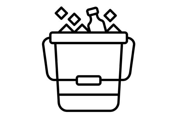 Ice Bucket Outline Icon: Versatile Vector Design Asset