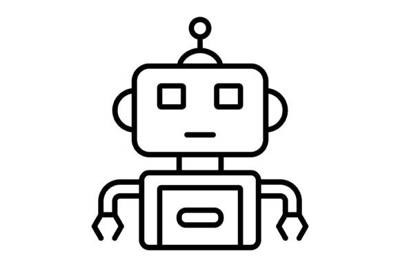 Robot Outline Icon: A Modern Design Asset for Tech and Creativity